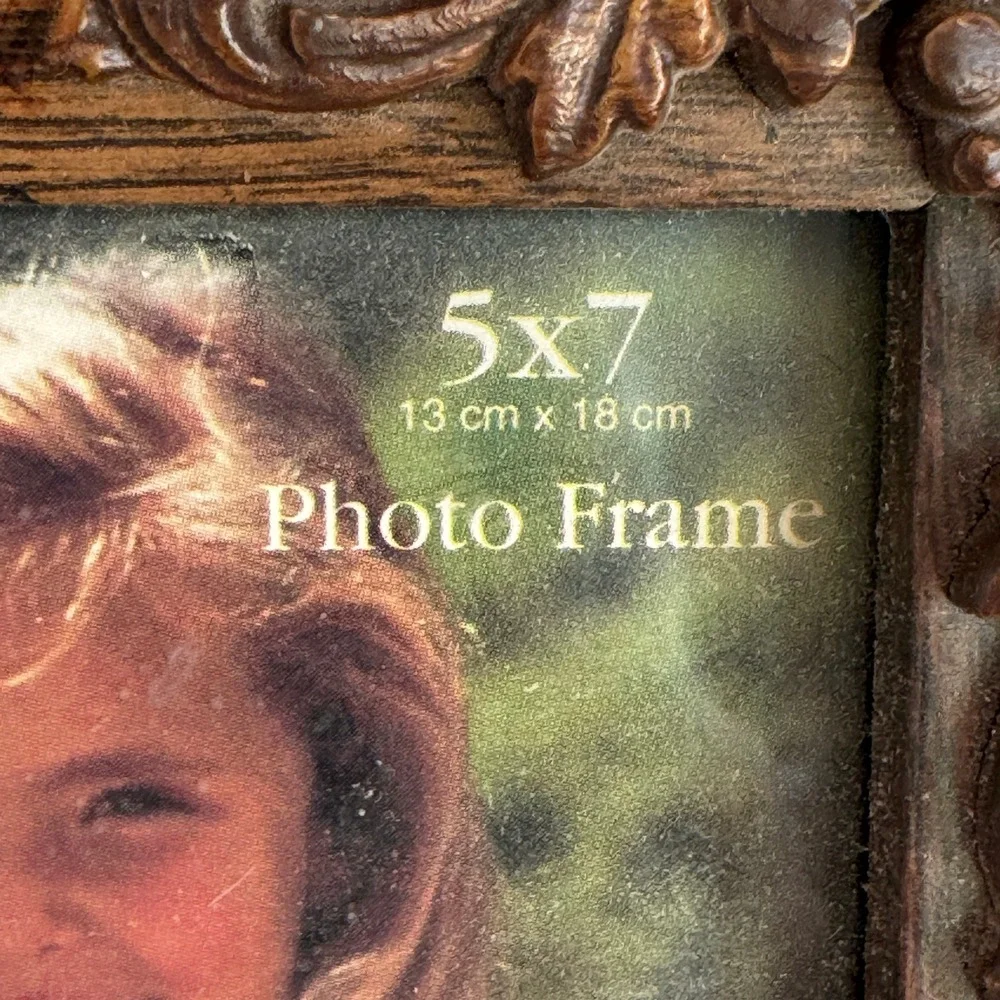 Intercraft 5x7 Wood Photo Frame Ornate Scrolled Dark Brown Traditional Baroque